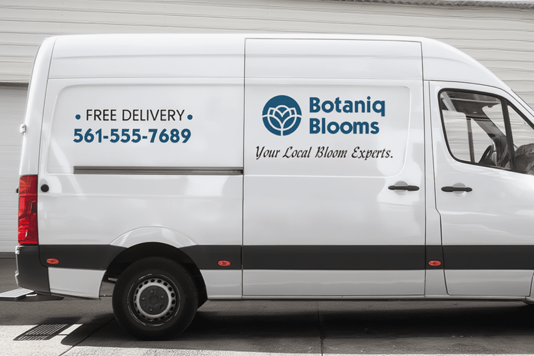Sprinter with Botaniq Blooms branding - side view