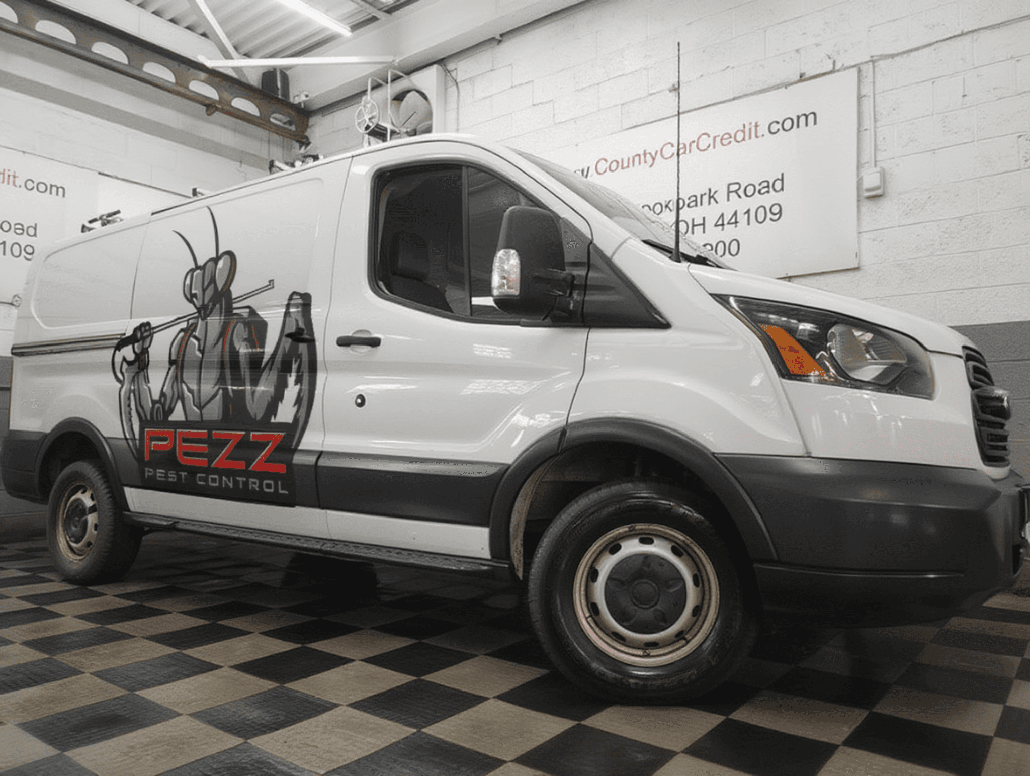 Van with PEZZ Pest Control logo moved down and bigger